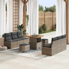 Conjunto de sofá de jardín 9 pcs Gris Poliratán en Sofás de exterior | Comprar online en Foru.es