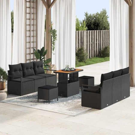 Conjunto de sofá de jardín 9 pcs Negro Poliratán en Sofás de exterior | Comprar online en Foru.es