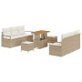 Conjunto de sofá de jardín 9 pcs Beige Poliratán en Sofás de exterior | Comprar online en Foru.es