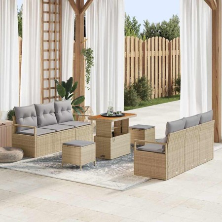 Conjunto de sofá de jardín 9 pcs Beige Poliratán en Sofás de exterior | Comprar online en Foru.es