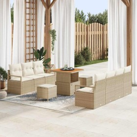 Conjunto de sofá de jardín con cojín 10 pcs Beige y Crema en Sofás de exterior | Comprar online en Foru.es