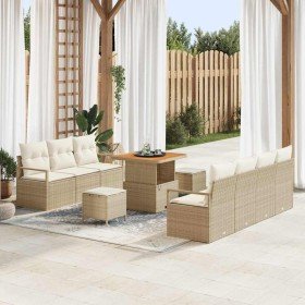 Conjunto de sofá de jardín con cojín 10 pcs Beige y Crema en Sofás de exterior | Comprar online en Foru.es