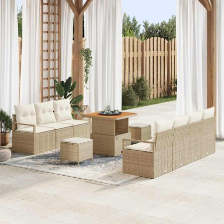 Conjunto de sofá de jardín con cojín 10 pcs Beige y Crema en Sofás de exterior | Comprar online en Foru.es