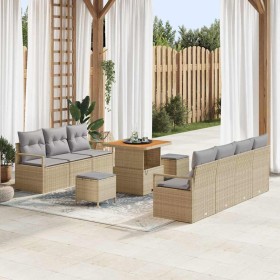 Conjunto de sofá de jardín con cojín 10 pcs Beige y Gris Claro en Sofás de exterior | Comprar online en Foru.es