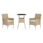 Mesita y sillas jardín 3 pzas y cojines ratán sintético beige de vidaXL, Conjuntos de jardín - Ref: Foro24-3187420, Precio: 1...