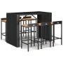 Mesa bar y taburetes jardín 7 pzas madera acacia ratán PE negro de vidaXL, Conjuntos de jardín - Ref: Foro24-3187686, Precio:...