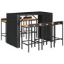 Mesa bar y taburetes jardín 7 pzas madera acacia ratán PE negro de vidaXL, Conjuntos de jardín - Ref: Foro24-3187686, Precio:...