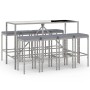 Mesa y taburetes altos jardín 9 pzas y cojines ratán PE gris de vidaXL, Conjuntos de jardín - Ref: Foro24-3187638, Precio: 37...