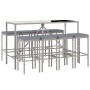 Mesa y taburetes altos jardín 9 pzas y cojines ratán PE gris de vidaXL, Conjuntos de jardín - Ref: Foro24-3187638, Precio: 37...