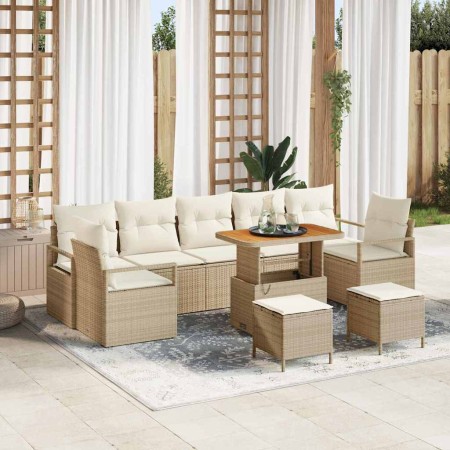 Conjunto de sofá de jardín con cojín 10 pcs Beige y Crema en Sofás de exterior | Comprar online en Foru.es