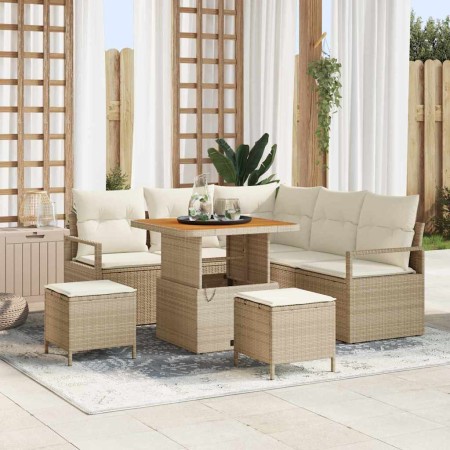 Conjunto de sofá de jardín con cojín 8 pcs Beige y Crema en Sofás de exterior | Comprar online en Foru.es