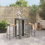Mesa y taburetes altos jardín 3 pzas madera y ratán PE gris de vidaXL, Conjuntos de jardín - Ref: Foro24-3187707, Precio: 189...
