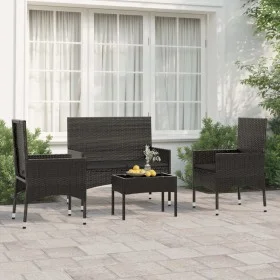 Juego de jardín con cojines 4 piezas ratán sintético negro de vidaXL, Conjuntos de jardín - Ref: Foro24-319498, Precio: 205,8...