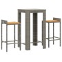 Mesa y taburetes altos jardín 3 pzas madera y ratán PE gris de vidaXL, Conjuntos de jardín - Ref: Foro24-3187707, Precio: 189...