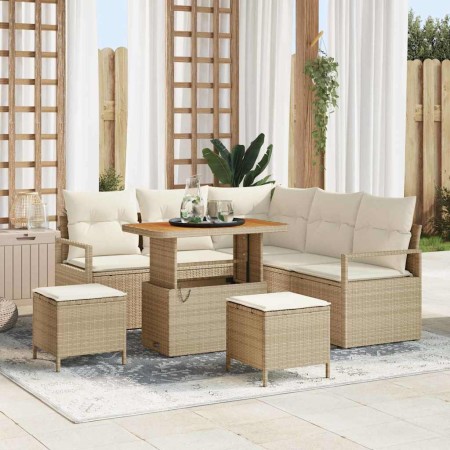 Conjunto de sofá de jardín con cojín 8 pcs Beige y Crema en Sofás de exterior | Comprar online en Foru.es