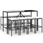 Mesa y taburetes altos jardín 9 piezas y cojines ratán PE negro de vidaXL, Conjuntos de jardín - Ref: Foro24-3187637, Precio:...