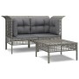 Set de muebles de jardín 3 pzas y cojines ratán sintético gris de vidaXL, Conjuntos de jardín - Ref: Foro24-3187473, Precio: ...
