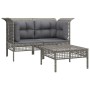Set de muebles de jardín 3 pzas y cojines ratán sintético gris de vidaXL, Conjuntos de jardín - Ref: Foro24-3187473, Precio: ...
