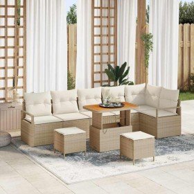 Conjunto de sofá de jardín con cojín 9 pcs Beige y Crema en Sofás de exterior | Comprar online en Foru.es