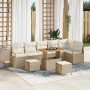 Conjunto de sofá de jardín con cojín 9 pcs Beige y Crema en Sofás de exterior | Comprar online en Foru.es