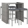 Mesa y taburetes altos jardín 5 piezas y cojines ratán PE gris de vidaXL, Conjuntos de jardín - Ref: Foro24-3187620, Precio: ...