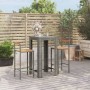Mesa y taburetes altos jardín 3 pzas madera y ratán PE gris de vidaXL, Conjuntos de jardín - Ref: Foro24-3187711, Precio: 197...