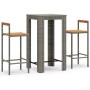 Mesa y taburetes altos jardín 3 pzas madera y ratán PE gris de vidaXL, Conjuntos de jardín - Ref: Foro24-3187711, Precio: 197...