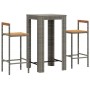 Mesa y taburetes altos jardín 3 pzas madera y ratán PE gris de vidaXL, Conjuntos de jardín - Ref: Foro24-3187711, Precio: 197...