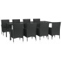 Set de comedor de jardín 9 pzas y cojines ratán sintético negro de vidaXL, Conjuntos de jardín - Ref: Foro24-3187330, Precio:...