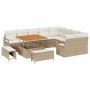 Conjunto de sofá de jardín con cojín 12 pcs Beige y Crema en Sofás de exterior | Comprar online en Foru.es