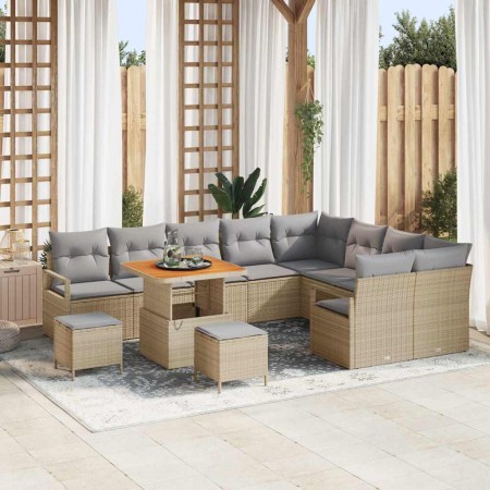 Conjunto de sofá de jardín con cojín 12 pcs Beige y Gris Claro en Sofás de exterior | Comprar online en Foru.es