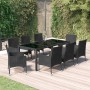 Set de comedor de jardín 9 pzas y cojines ratán sintético negro de vidaXL, Conjuntos de jardín - Ref: Foro24-3187321, Precio:...