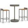 Mesa y taburetes altos jardín 3 pzas madera y ratán PE gris de vidaXL, Conjuntos de jardín - Ref: Foro24-3187715, Precio: 170...