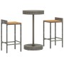 Mesa y taburetes altos jardín 3 pzas madera y ratán PE gris de vidaXL, Conjuntos de jardín - Ref: Foro24-3187715, Precio: 170...
