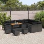Conjunto de sofá de jardín con cojín con almohada 13 pcs Negro en Sofás de exterior | Comprar online en Foru.es