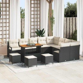 Conjunto de sofá de jardín con cojín 13 pcs Negro y crema en Sofás de exterior | Comprar online en Foru.es