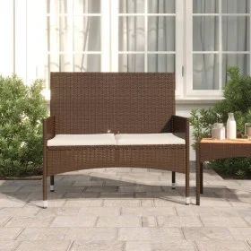 Banco de jardín de 2 plazas con cojines ratán sintético marrón de vidaXL, Bancos de jardín - Ref: Foro24-319487, Precio: 88,1...