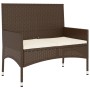 Banco de jardín de 2 plazas con cojines ratán sintético marrón de vidaXL, Bancos de jardín - Ref: Foro24-319487, Precio: 90,7...
