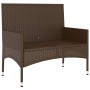 Banco de jardín de 2 plazas con cojines ratán sintético marrón de vidaXL, Bancos de jardín - Ref: Foro24-319487, Precio: 90,7...