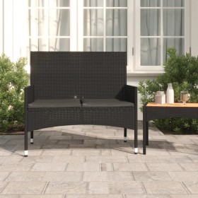 Banco de jardín de 2 plazas con cojines ratán sintético negro de vidaXL, Bancos de jardín - Ref: Foro24-319490, Precio: 88,49...