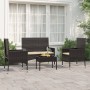 Juego de jardín con cojines 4 piezas ratán sintético negro de vidaXL, Conjuntos de jardín - Ref: Foro24-319496, Precio: 182,8...
