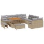 Conjunto de sofá de jardín con cojín 13 pcs Beige y Gris Claro en Sofás de exterior | Comprar online en Foru.es