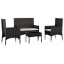 Juego de jardín con cojines 4 piezas ratán sintético negro de vidaXL, Conjuntos de jardín - Ref: Foro24-319496, Precio: 182,8...