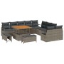 Conjunto de sofá de jardín con cojín con almohada 13 pcs Gris en Sofás de exterior | Comprar online en Foru.es