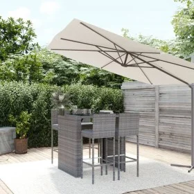 Mesa y taburetes altos jardín 5 piezas y cojines ratán PE gris de vidaXL, Conjuntos de jardín - Ref: Foro24-3187626, Precio: ...