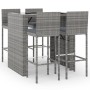 Mesa y taburetes altos jardín 5 piezas y cojines ratán PE gris de vidaXL, Conjuntos de jardín - Ref: Foro24-3187626, Precio: ...