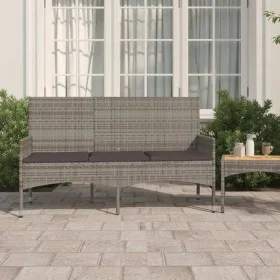 Banco de jardín de 3 plazas con cojines ratán sintético gris de vidaXL, Bancos de jardín - Ref: Foro24-319493, Precio: 87,75 ...