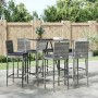 Mesa y taburetes altos jardín y cojines 7 pzas ratán PE gris de vidaXL, Conjuntos de jardín - Ref: Foro24-3187646, Precio: 40...