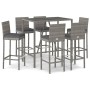 Mesa y taburetes altos jardín y cojines 7 pzas ratán PE gris de vidaXL, Conjuntos de jardín - Ref: Foro24-3187646, Precio: 40...