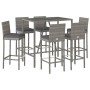 Mesa y taburetes altos jardín y cojines 7 pzas ratán PE gris de vidaXL, Conjuntos de jardín - Ref: Foro24-3187646, Precio: 40...